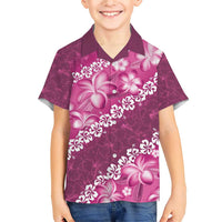 Vintage Pink Polynesia Family Matching Short Sleeve Bodycon Dress and Hawaiian Shirt Plumeria With Hibiscus Tropical Vibes LT14 Son's Shirt Pink - Polynesian Pride