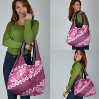 Vintage Pink Polynesia Grocery Bag Plumeria With Hibiscus Tropical Vibes