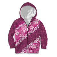 Vintage Pink Polynesia Kid Hoodie Plumeria With Hibiscus Tropical Vibes