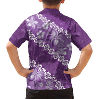 Vintage Purple Polynesia Family Matching Long Sleeve Bodycon Dress and Hawaiian Shirt Plumeria With Hibiscus Tropical Vibes LT14 - Polynesian Pride