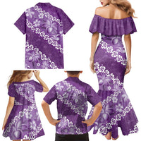 Vintage Purple Polynesia Family Matching Mermaid Dress and Hawaiian Shirt Plumeria With Hibiscus Tropical Vibes LT14 - Polynesian Pride