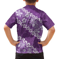 Vintage Purple Polynesia Family Matching Puletasi and Hawaiian Shirt Plumeria With Hibiscus Tropical Vibes LT14 - Polynesian Pride