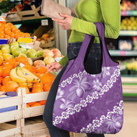 Vintage Purple Polynesia Grocery Bag Plumeria With Hibiscus Tropical Vibes
