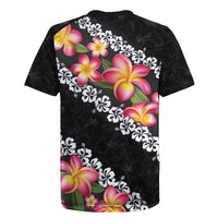 Black Polynesia Rugby Jersey Plumeria With Hibiscus Pattern Tropical Vibes