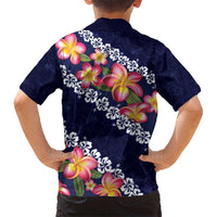 Blue Polynesia Hawaiian Shirt Plumeria With Hibiscus Pattern Tropical Vibes