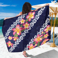 Blue Polynesia Sarong Plumeria With Hibiscus Pattern Tropical Vibes