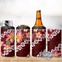 Oxblood Polynesia 4 in 1 Can Cooler Tumbler Plumeria With Hibiscus Pattern Tropical Vibes
