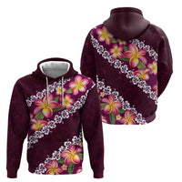 Pink Polynesia Hoodie Plumeria With Hibiscus Pattern Tropical Vibes