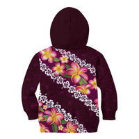 Pink Polynesia Kid Hoodie Plumeria With Hibiscus Pattern Tropical Vibes
