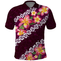 Pink Polynesia Polo Shirt Plumeria With Hibiscus Pattern Tropical Vibes