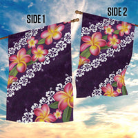 Purple Polynesia Garden Flag Plumeria With Hibiscus Pattern Tropical Vibes