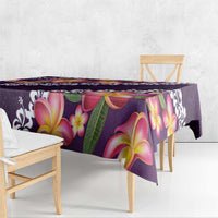 Purple Polynesia Tablecloth Plumeria With Hibiscus Pattern Tropical Vibes