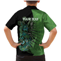 Personalised New Zealand Darts Family Matching Mermaid Dress and Hawaiian Shirt Aotearoa Maori Fern Mix Manaia Tattoo