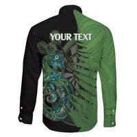 Personalised New Zealand Darts Family Matching Short Sleeve Bodycon Dress and Hawaiian Shirt Aotearoa Maori Fern Mix Manaia Tattoo