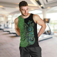 Personalised New Zealand Darts Men Tank Top Aotearoa Maori Fern Mix Manaia Tattoo LT14 Green - Polynesian Pride