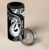 Personalised New Zealand Darts 4 in 1 Can Cooler Tumbler Aotearoa Fern Mix Paua Shell Manaia - Black
