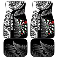 Personalised New Zealand Darts Car Mats Aotearoa Fern Mix Paua Shell Manaia - Black