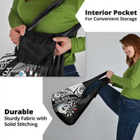 Personalised New Zealand Darts Grocery Bag Aotearoa Fern Mix Paua Shell Manaia - Black