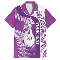 Personalised New Zealand Darts Family Matching Summer Maxi Dress and Hawaiian Shirt Aotearoa Fern Mix Paua Shell Manaia - Purple