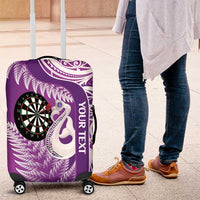 Personalised New Zealand Darts Luggage Cover Aotearoa Fern Mix Paua Shell Manaia - Purple LT14 Purple - Polynesian Pride