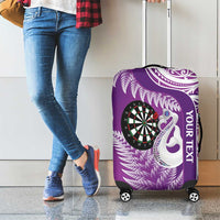 Personalised New Zealand Darts Luggage Cover Aotearoa Fern Mix Paua Shell Manaia - Purple LT14 - Polynesian Pride
