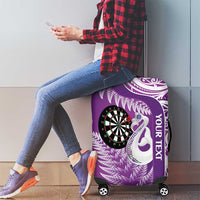 Personalised New Zealand Darts Luggage Cover Aotearoa Fern Mix Paua Shell Manaia - Purple LT14 - Polynesian Pride