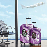 Personalised New Zealand Darts Luggage Cover Aotearoa Fern Mix Paua Shell Manaia - Purple LT14 - Polynesian Pride