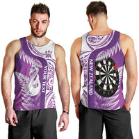 Personalised New Zealand Darts Men Tank Top Aotearoa Fern Mix Paua Shell Manaia - Purple