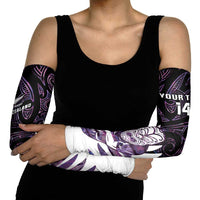 New Zealand Silver Fern Rugby Custom Arm Sleeves Go All Black Purple Maori Paua Shell - Polynesian Pride