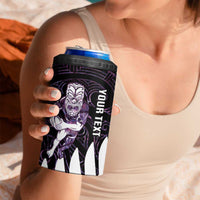 New Zealand Silver Fern Rugby Custom 4 in 1 Can Cooler Tumbler Go All Black Purple Maori Paua Shell - Polynesian Pride