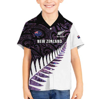 New Zealand Silver Fern Rugby Custom Family Matching Long Sleeve Bodycon Dress and Hawaiian Shirt Go All Black Purple Maori Paua Shell - Polynesian Pride