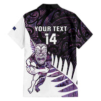 New Zealand Silver Fern Rugby Custom Family Matching Tank Maxi Dress and Hawaiian Shirt Go All Black Purple Maori Paua Shell - Polynesian Pride