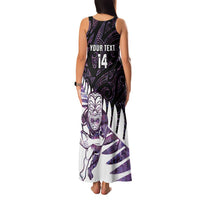 New Zealand Silver Fern Rugby Custom Family Matching Tank Maxi Dress and Hawaiian Shirt Go All Black Purple Maori Paua Shell - Polynesian Pride