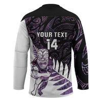 New Zealand Silver Fern Rugby Custom Hockey Jersey Go All Black Purple Maori Paua Shell LT14 - Polynesian Pride