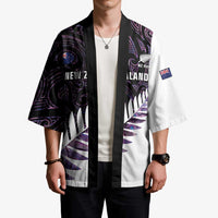 New Zealand Silver Fern Rugby Custom Kimono Go All Black Purple Maori Paua Shell - Polynesian Pride