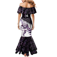 New Zealand Silver Fern Rugby Custom Mermaid Dress Go All Black Purple Maori Paua Shell - Polynesian Pride