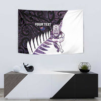 New Zealand Silver Fern Rugby Custom Tapestry Go All Black Purple Maori Paua Shell - Polynesian Pride