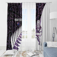 New Zealand Silver Fern Rugby Custom Window Curtain Go All Black Purple Maori Paua Shell - Polynesian Pride