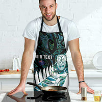 New Zealand Silver Fern Rugby Custom Apron Go All Black Turquoise Maori Paua Shell - Polynesian Pride