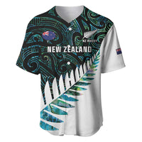 New Zealand Silver Fern Rugby Custom Baseball Jersey Go All Black Turquoise Maori Paua Shell - Polynesian Pride