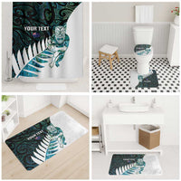 New Zealand Silver Fern Rugby Custom Bathroom Set Go All Black Turquoise Maori Paua Shell - Polynesian Pride