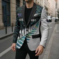 New Zealand Silver Fern Rugby Custom Blazer Go All Black Turquoise Maori Paua Shell - Polynesian Pride