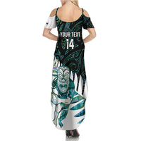 New Zealand Silver Fern Rugby Custom Family Matching Summer Maxi Dress and Hawaiian Shirt Go All Black Turquoise Maori Paua Shell - Polynesian Pride