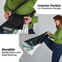 New Zealand Silver Fern Rugby Custom Grocery Bag Go All Black Turquoise Maori Paua Shell - Polynesian Pride
