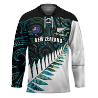 New Zealand Silver Fern Rugby Custom Hockey Jersey Go All Black Turquoise Maori Paua Shell - Polynesian Pride
