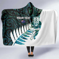 New Zealand Silver Fern Rugby Custom Hooded Blanket Go All Black Turquoise Maori Paua Shell - Polynesian Pride