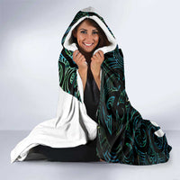 New Zealand Silver Fern Rugby Custom Hooded Blanket Go All Black Turquoise Maori Paua Shell - Polynesian Pride