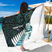 New Zealand Silver Fern Rugby Custom Sarong Go All Black Turquoise Maori Paua Shell - Polynesian Pride
