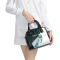 New Zealand Silver Fern Rugby Custom Shoulder Handbag Go All Black Turquoise Maori Paua Shell - Polynesian Pride