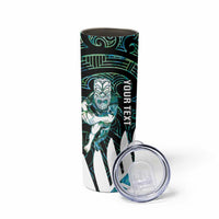 New Zealand Silver Fern Rugby Custom Skinny Tumbler Go All Black Turquoise Maori Paua Shell - Polynesian Pride